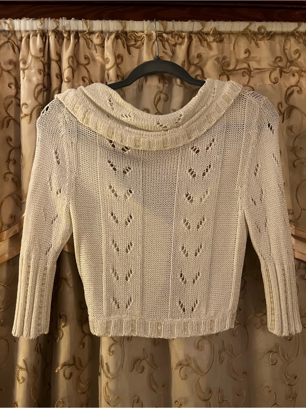 bebe Cream Open-Knit Ruffle-Trim Cropped Cardigan - Picture 3 of 12